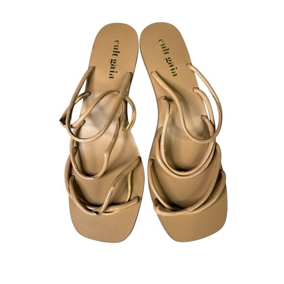 Cult Gaia Cassie Bubble Sandals Tan Leather Strappy Heels Size 5 US / 35 EU - Picture 9 of 13